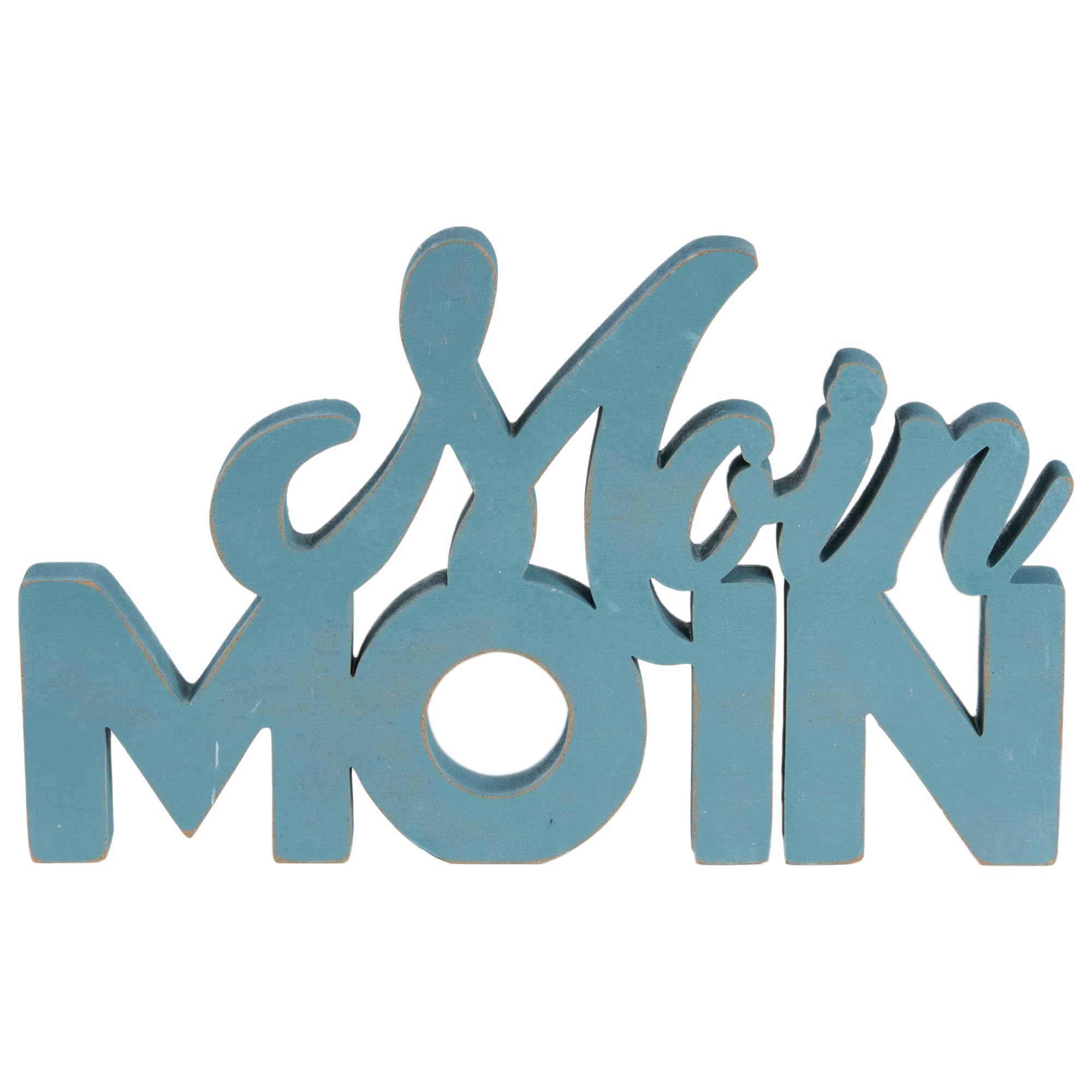HEITMANN DECO 1009072 Wooden Lettering Moin Moin - Stand-Up Decorative Figure - Modern, Maritime Decoration for Indoor Use - Blue — image 1