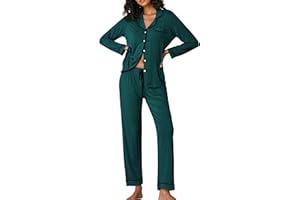 Ekouaer Pajamas Women's Long Sleeve Sleepwear Soft Button Down Loungewear Pjs Lounge Set Nightwear XS-XXL