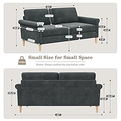 Vesgantti 65" Gray Loveseat, Comfy Mid-Century