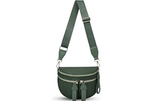 Pure Colour Bum Bags for Women Crossbody,Multi-Pocket Nylon Fanny Pack Spacious Slouchy Waist Bag Belt Bag, GREEN, Checkered