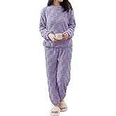codcm Women's Fluffy Pajamas Set Soft Comfy Fleece Pj Set 2 Piece Loungewear Winter Warm Sleepwear