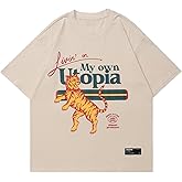 Aelfric Eden Mens Oversized T Shirts Tees Tiger Graphic Tee Print Cotton Tops Streetwear Casual Shirt