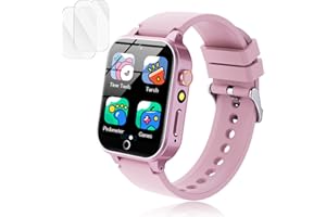 Luyiilo Kids Games Watch, with 26 Puzzle Games, Touch Screen, HD Camera, Alarm Clock, Toys for Ages 4-12 Years Old.Birthday Gift for Boys Girls (Pink)
