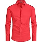 Alex Vando Mens Dress Shirt Easy Care Slim Fit Long Sleeve Cotton Stretch Button Down Shirt