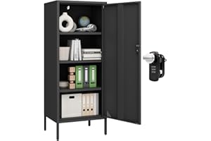 Steehoom Metal Locker Cabinet Lockable Bathroom Storage Cabinet Black 4 Tier Employee Lockers for Home, School, Office, Garage H49.21'' (Black)