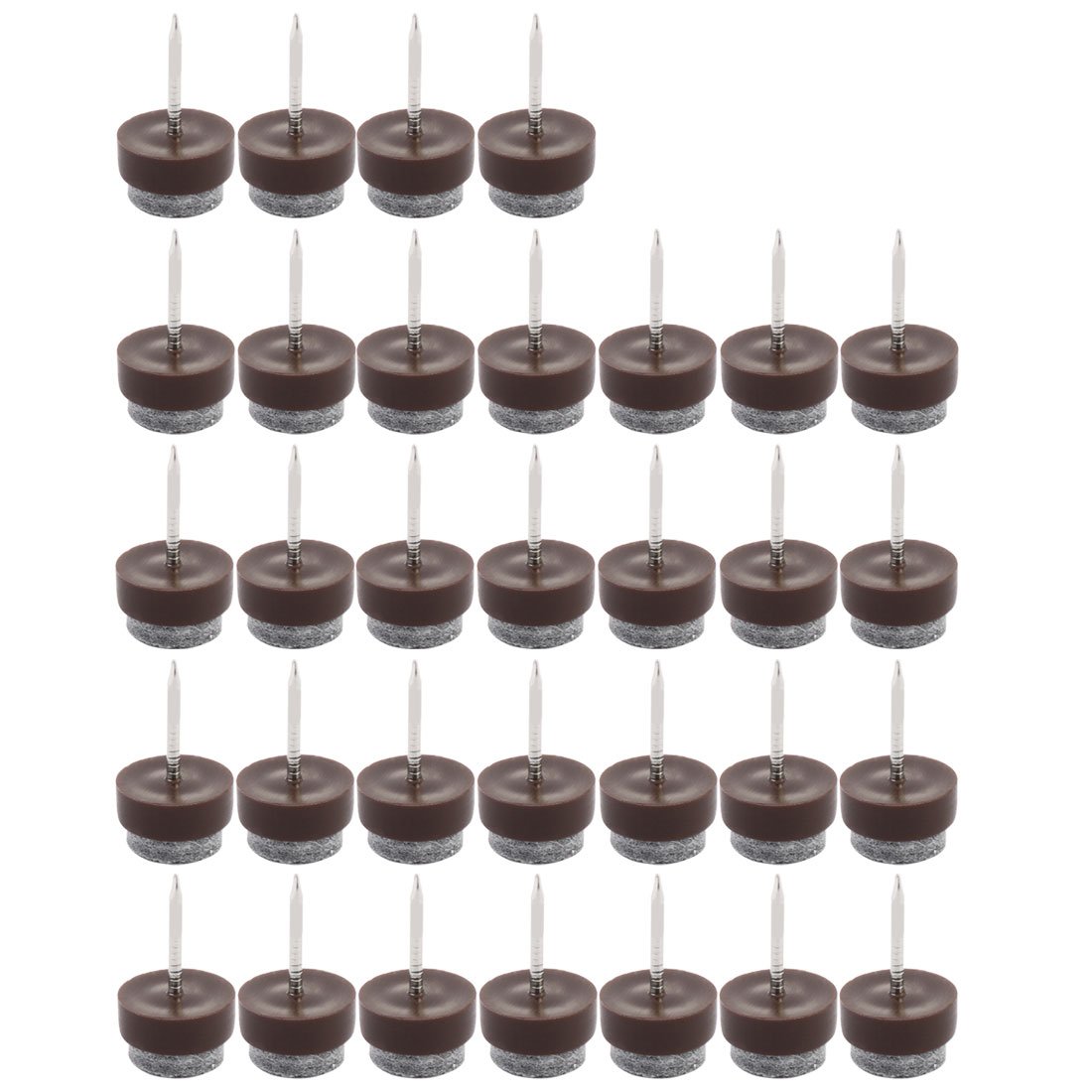 Photo 1 of uxcell Home Table Chair Cabinet Furniture Feet Legs Floor Protector Felt Pad Nails 13mm/0.5" Dia Pack of 32 Dark Brown