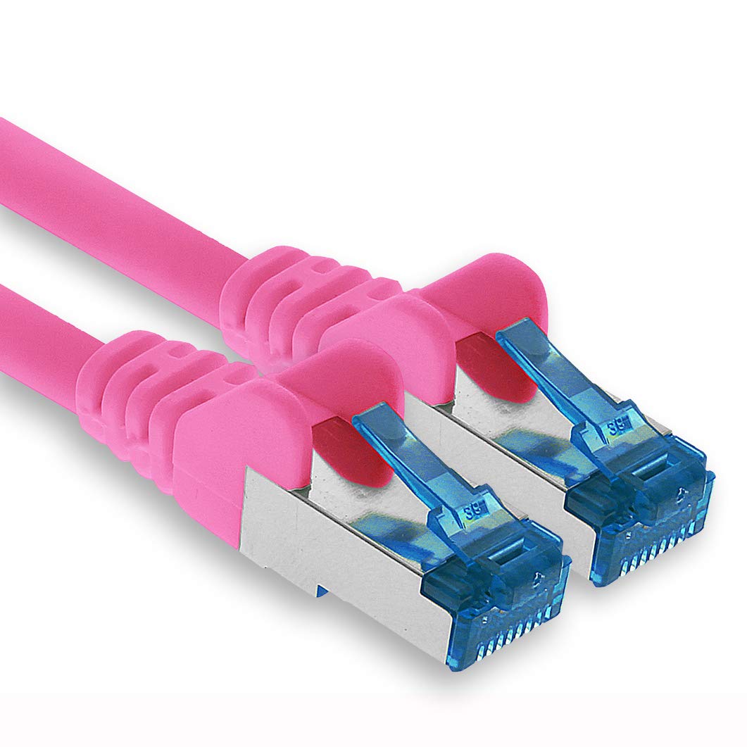 1aTTack.de Patch cable - 1.5m Ethernet, network, LAN cable CAT6a (for gigabit networks, routers, switches, modems with RJ45 input - magenta) โ image 1