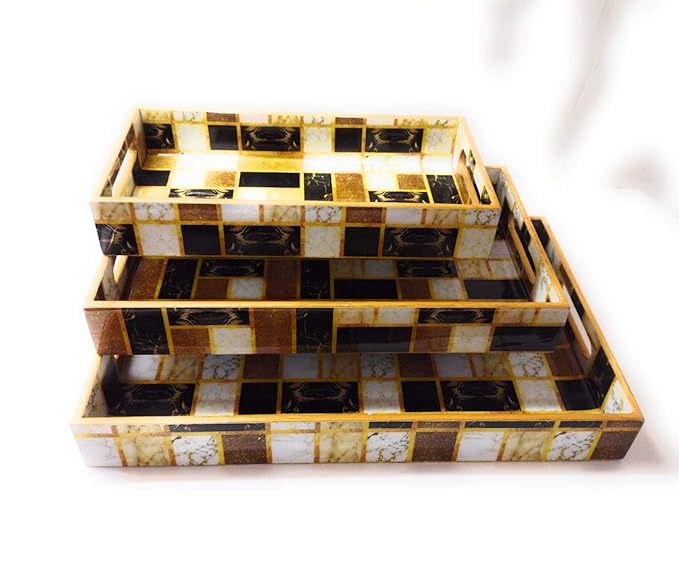 Buy DIVINE HOME Wooden (Rectangular) Tray, Designer Decorative Trays