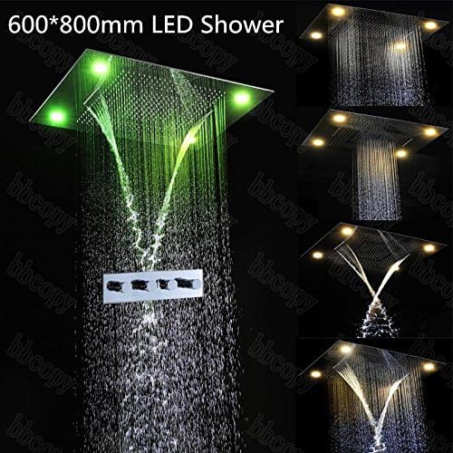 Tw Shower Combo with 31*24" Rectangular Shower Head and Thermostatic Valve Rainfall Waterfall LuxuryBathroom Accessory