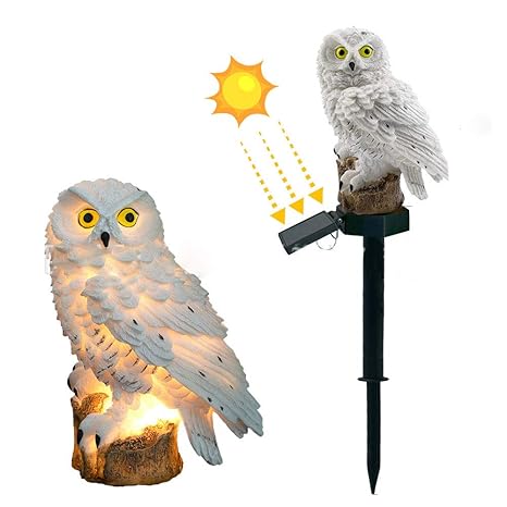 Solar Light Owl Shape Light White Powered Lawn Lamp Light For