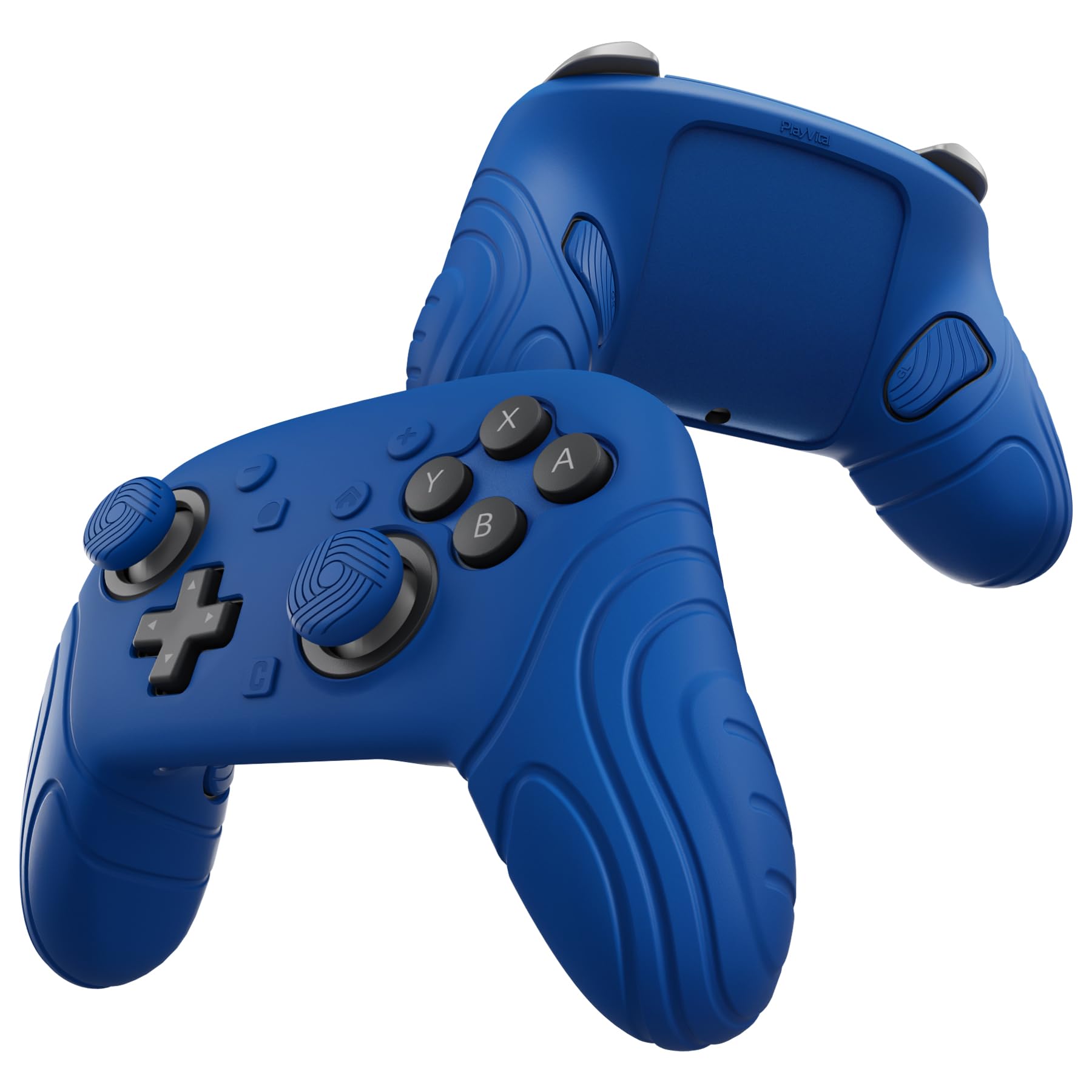 PlayVital for Nintendo Switch 2 Pro Controller Silicone Cover – Samurai Edition Protective Skin Case for Switch 2 Pro Controller with Back Button Caps & Thumb Grips & Stickers, Shockproof - Blue