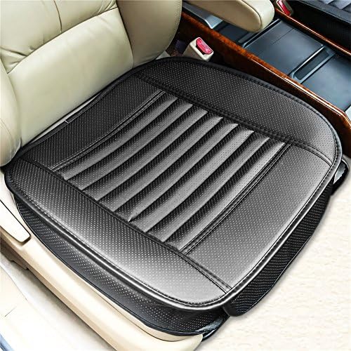 Car Seat Cushion Cover Universal Car Seat Covers Waterproof with PU Leather Car Seat Pad Mat Bamboo Charcoal Car Seat Protector Accessories Four Seasons (Black)