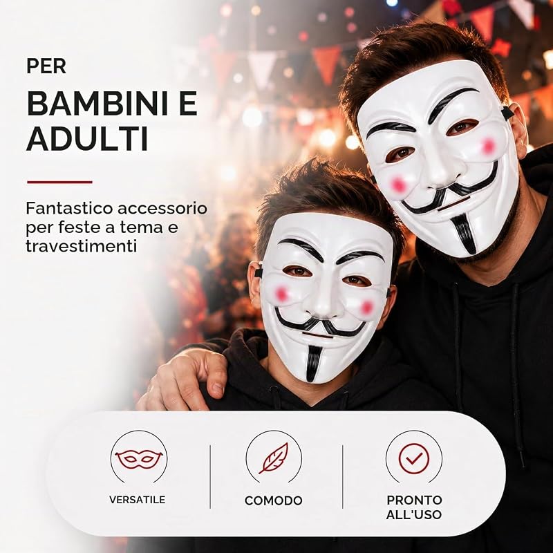 Maschera da vendetta come accessorio per costumi da donna e da uomo, da bambino e da adulto, in occasione di carnevale anonimo e in maschera — foto 4 di 8