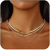 Lyncory Gold Necklace for Women Layered Stackable Stack 14K Gold/Silver Plated Adjustable O Chain Texture Tag Charm Necklace for Women Layering Pendant Trendy Jewelry Set Gifts