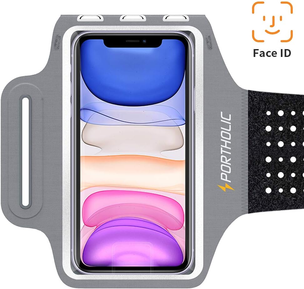 PORTHOLIC Running Arm Bands for Cell Phone, Adjustable Workout Phone Holder Arm Case for iPhone 11/11Pro Max/Xs Max/XR/X/8/7/6s Plus Sports Jogging Band for Samsung Galaxy S10/S9/S8 Plus, Huawei P30