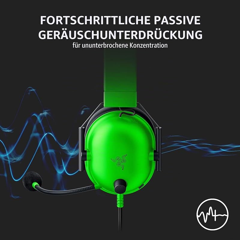 BlackShark V2 X Gaming Headset: 7.1 Surround Sound – 50 mm Treiber, Memory-Foam-Kissen – für PC, PS4, PS5, Switch, Xbox One, 3,5 mm Klinkenstecker, Grün