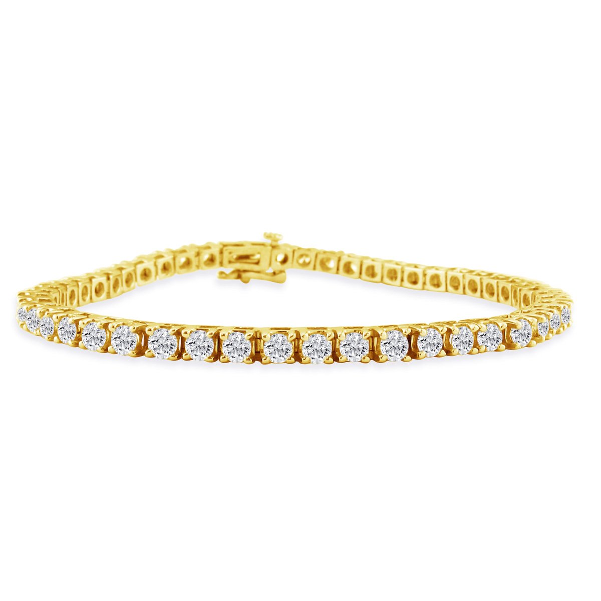 AGS Certified 14 Karat White and Yellow Gold 5 Carat Diamond Tennis Bracelet, Available In 6-9 Inch 