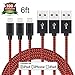 Iconew 3Pack 6FT Nylon Braided Popular Lightning Cable 8Pin to USB Charging Cable Cord with Aluminum Heads Compatible with iPhone 7/ 7Plus, 6/6s/6 Plus/6s Plus/5/5c/5s/SE, iPod, iPad (Red&Black)