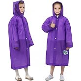 ANYOO Kids Rain Poncho with Hood Lightweight Emergency Raincoat Reusable Boys and Girls Rain Jacket for Disney Travel Outdoor