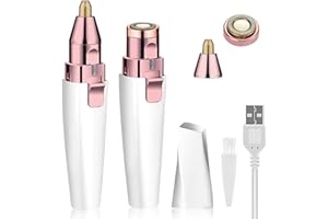 LAIKME Facial Hair Remover for Women, Eyebrow Trimmer Nose Hair Razor 2-in-1, Mini Bikini Razor Precise Shaper, Portable Rechargeable Epilator for Lips, Body, Cheeks, Chin, Arms, Legs, Peach Fuzz (White)