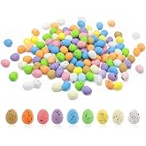 NGUP 120 Pcs Mini Easter Eggs Basket Fillers Decor Artificial Pastel Fake Bird Egg Nest Decor Craft Speckled Foam Eggs Party Small Decorative