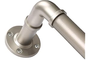 Curtain Rods for Windows 48 to 84 Inch, HOTOZON 1 Inch Heavy Duty Industrial Curtain Rod, Blackout Wrap Around Splicing Drapery Rod for Windows, Antique Silver