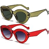 AIEYEZO Oversized Cat Eye Sunglasses for Women Cute Oval Thick Frame Cateye Sun Glasses Chic Retro Style Shades