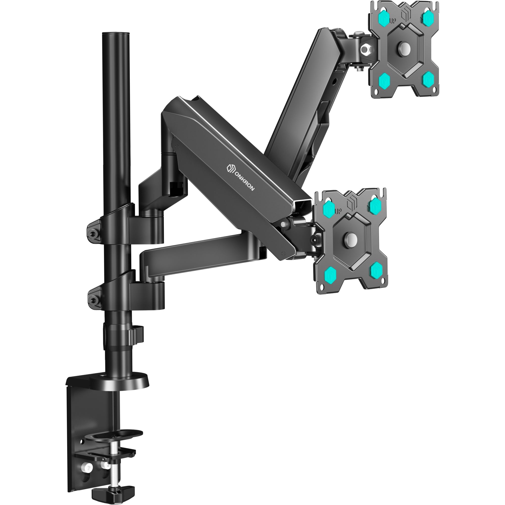 ONKRON Dual Monitor Arm Desk Mount for Two 13" - 32" Screens, Double Monitor Arm Stand up 8 kg Each - Dual Computer Arm VESA 75x75 & VESA 100x100/Double Screen Mount Tilt Swivel Rotation G140-B Black