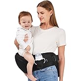 Baby Hip Carrier,Baby Carrier with Hip Seat for Newborns & Toddlers,Adjustable Extended Waistband with Various Pockets-Ergonomic (Black)