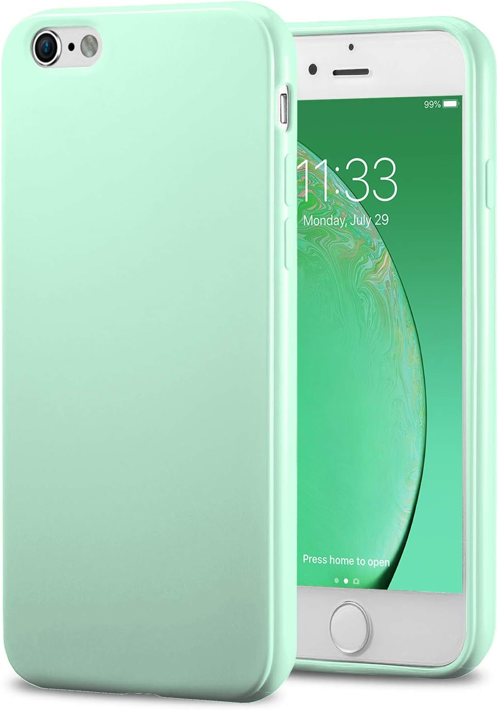 TENOC Phone Case Compatible for Apple iPhone 6S and iPhone 6 4.7 Inch, Slim Fit Cases Soft TPU Bumper Protective Cover, Glossy Mint