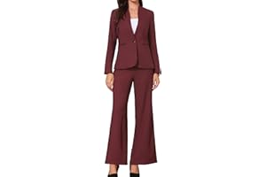 Allegra K Business Suit for Women's 2 Piece Collarless Matching Set Work Outfit Blazer and Pants Sets