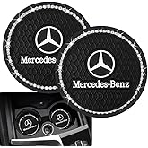 2PCS Car Cup Holder Coasters Compatible with Mercedes Benz CESM CLK GLK GL AB GLS GLE AMG Series,2.75-inch Durable Round Silicone Coaster,Bling Cup Coaster Accessories-BC