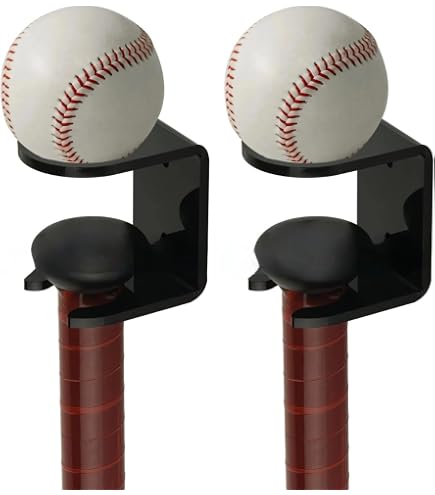 Supports Muraux En Acrylique Pour Battes De Baseball/softball - Noir, Facile à Installer, Affichage Horizontal - 2