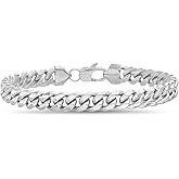 Nautica Stainless Steel Bracelet for Men 8mm Wide Miami Cuban Chain 8 Inches Long Lobster Clasp