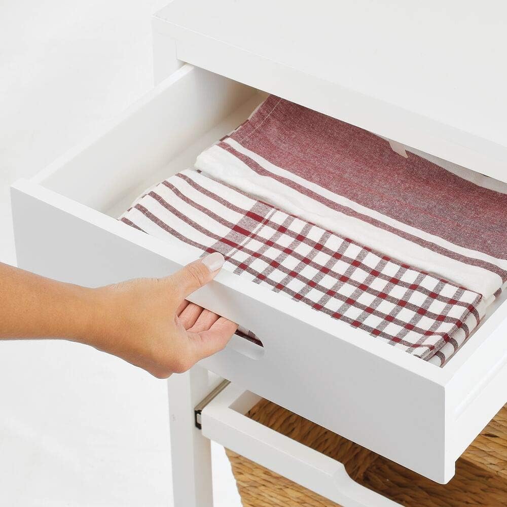 mDesign Mesilla Auxiliar Mesa con Ruedas con Marco de Madera Resistente