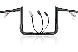 MoKitDora Prewired Street Electra Glide CAB-Bus TBW Wires Handlebar 10" Rise 1-1/2" Fat 1" Clamp Monkey Bagger Meathook Ape H