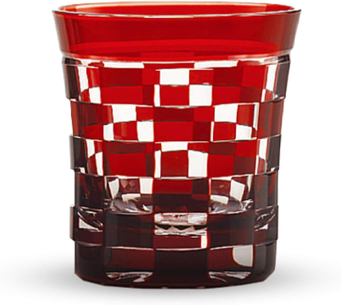 Amazon Co Jp すみだ江戸切子館 グラス おしゃれ 1755 33re ヒロタグラスクラフト 江戸切子士 川井更造作 ミニオールドグラス 市松 紅 150ｍｌ F6 8xh7 6ｃｍ ホーム キッチン
