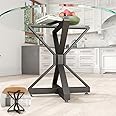 HEONITURE Metal Table Base,Modern Pedestal Dinning Table Legs with Suction Cups,Metal Modern Coffee Table (Black, 28" H*27.6" W)