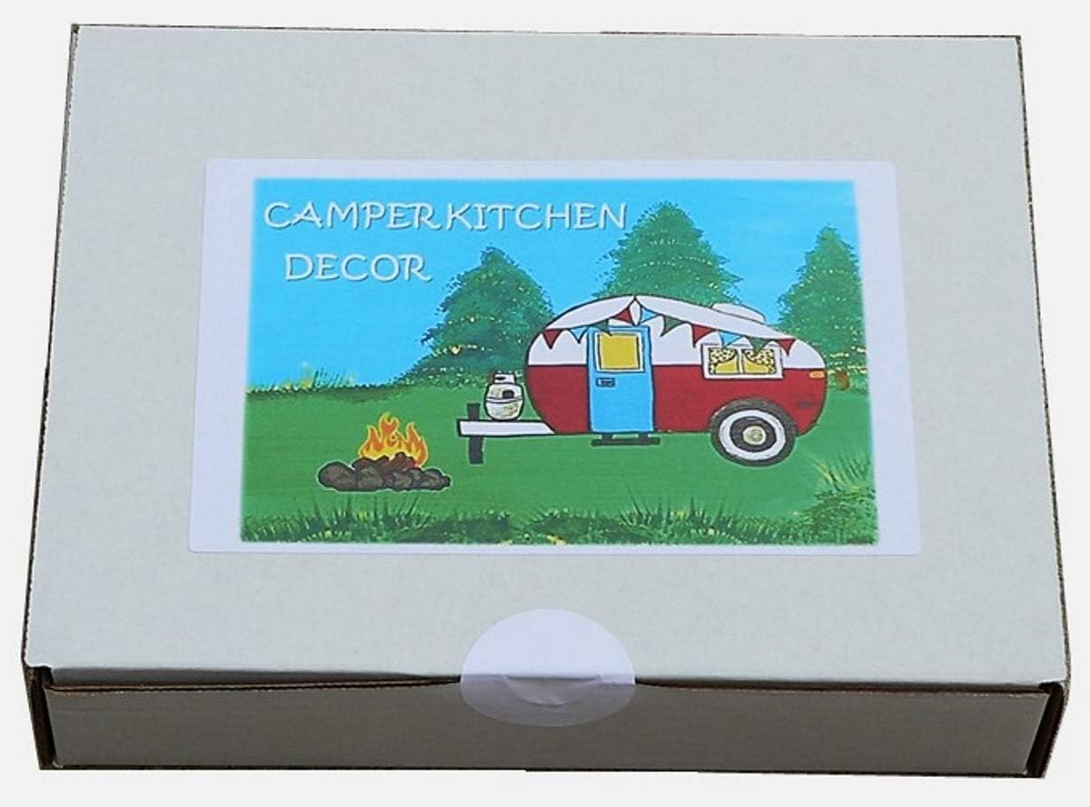 Camper Kitchen Décor Bundle: 2 Kay Dee Camping Towels, 1 Primitives by Kathy Camping Rules Box Sign, 1 Beachcombers RV Camper Salt and Pepper Shaker Set: Home & Kitchen