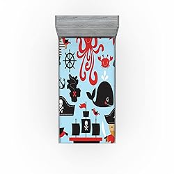 Ambesonne Pirate 2 Pack Fitted Sheet, Cartoon