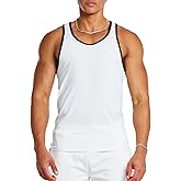 MIZOK Mens Gym Workout Sleeveless Tank Top Color Block Muscle Racerback Athletic Tops Ribbed Knit Shirt