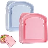 CIYOJA 2 Pack Sandwich Containers for Lunch Boxes: BPA-Free, Microwave & Dishwasher Safe, Ideal for On-the-Go Snacks, Fruits & Sandwiches, Stackable Lunch Box, Pink & Blue
