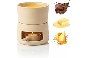 Sweet Fondue Mug with Candle Holder | Ceramic Chocolate Melting Cup & Reusable Candle Warmer Base | Mini Fondue Pot for Roman