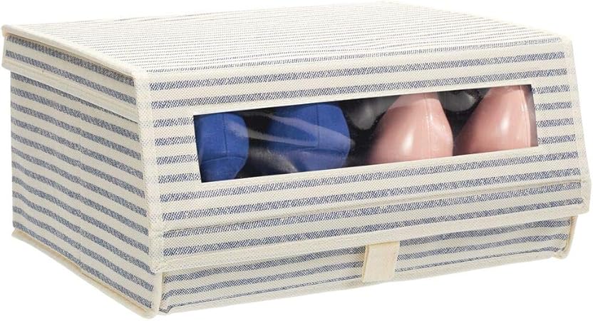 mDesign Schuhaufbewahrung aus Stoff – stapelbare Schuhbox mit