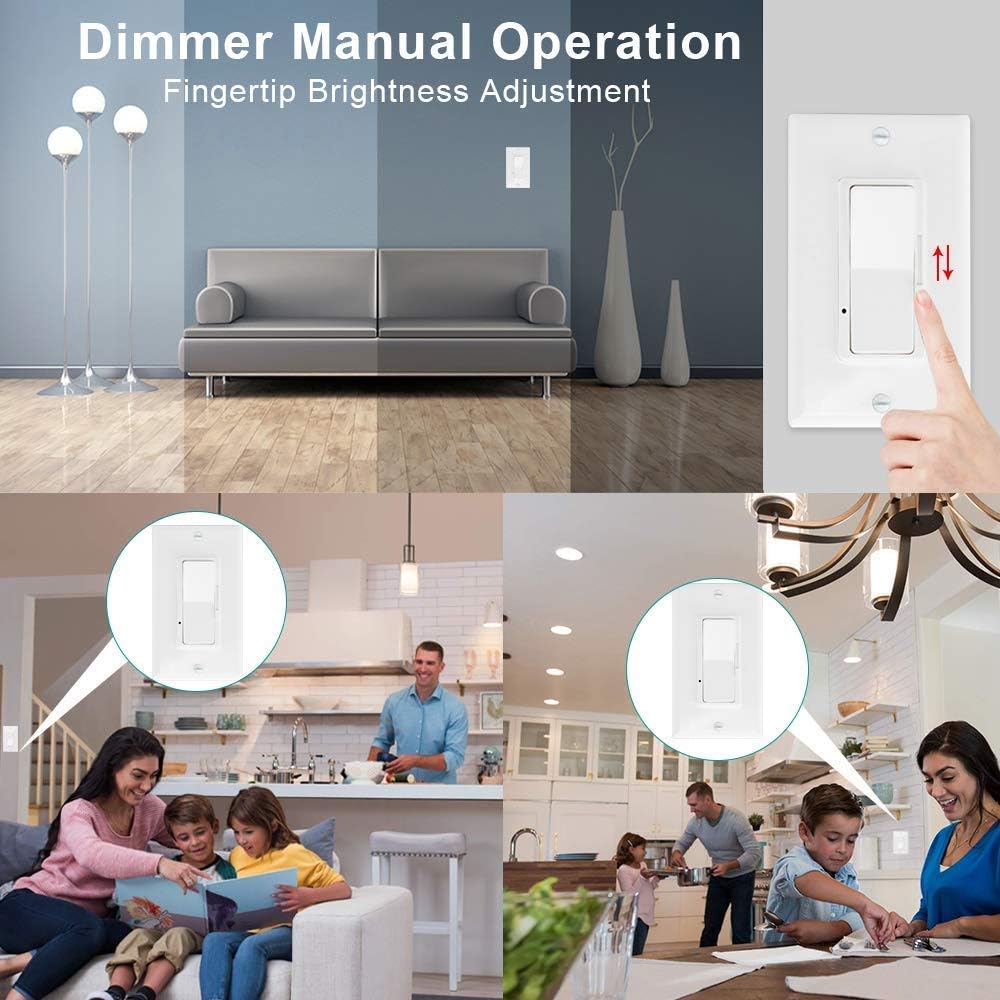 Wall Switch, 2Pack On/Off Dimmer Switch for Dimmable LED Panel Lights, CFL, Halogen and Incandescent Bulbs, with Wallplate, Single-Pole/3-Way, ETL Listed: Industrial & Scientific