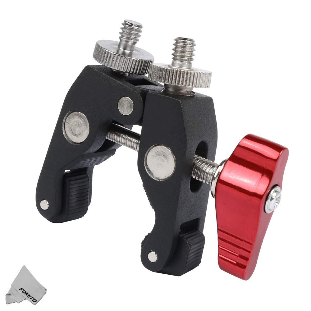 Fomito Super Clamp Mount X1 with 1/4" to 1/4" and 1/4" to 3/8" Screw Converter