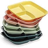Nicunom 8 Pack Unbreakable Divided Plates, 10 Inch Portion Control Plates, Reusable 3-Compartment Dinner Plate for for Health