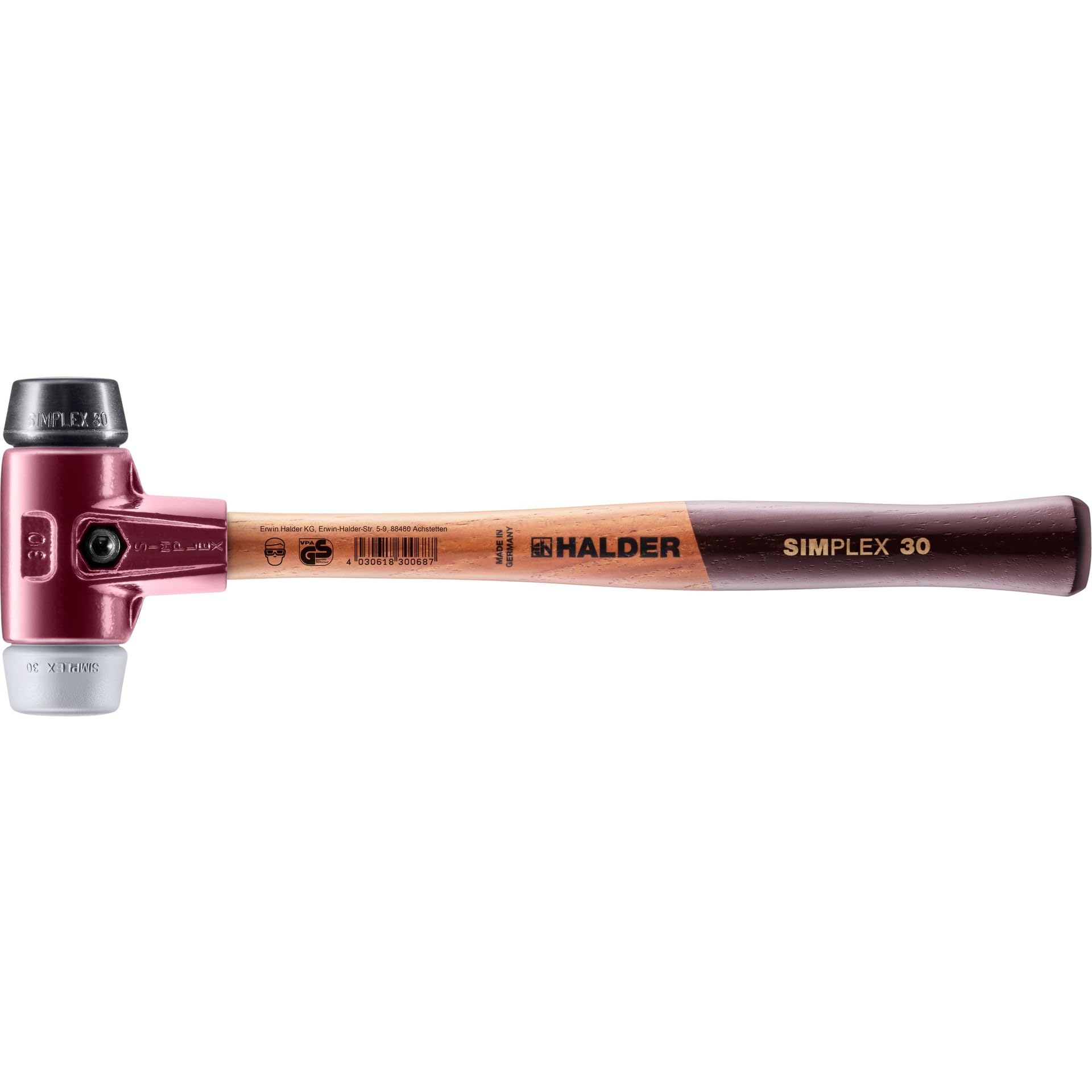 Halder 3023030"Simplex" Soft-Face Rubber/TPE-Mid Mallet, Multi-Colour, 30 mm