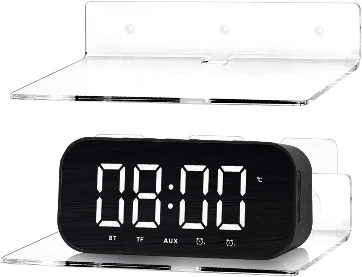 YestBuy Acrylic Floating Wall Shelves, 2 Pack Clear Display