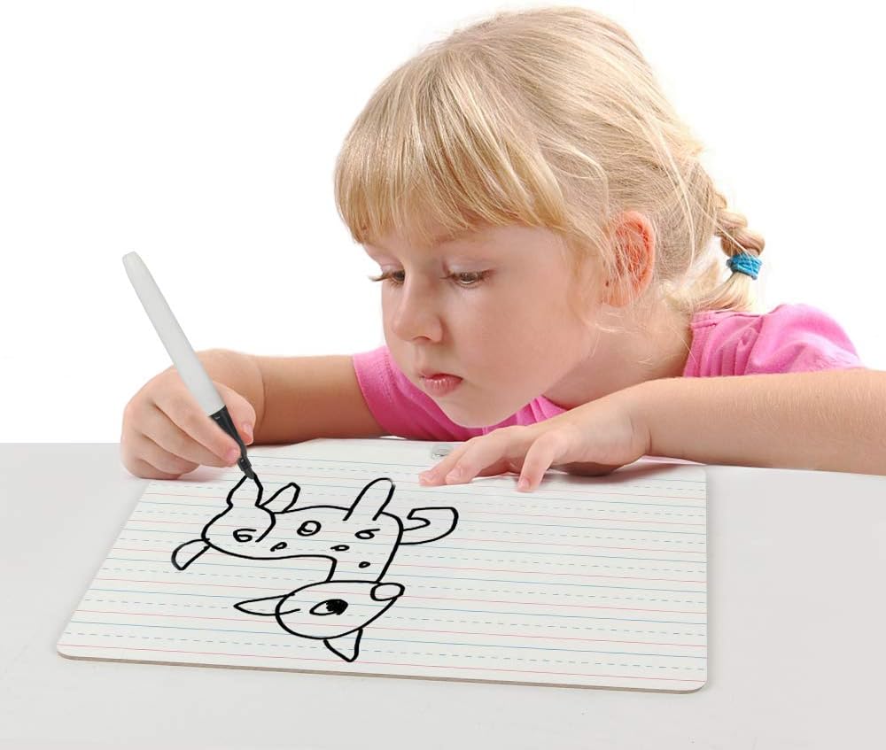 Grope Dry Erase Lapboard Portable Learning Board, Double Sided, Lined/Plain Writeboard Mini Lapboards with Black Marker for Students 9x12 inches Set of 1 : Office Products